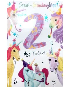 Great Granddaughter Age 2 Birthday Card. 23x15 cm