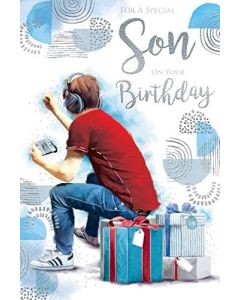 For A Special Son Birthday. Gaming Card. 23x15cm
