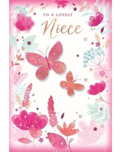 Niece Birthday Card. Butterflies Design. 19x13cm