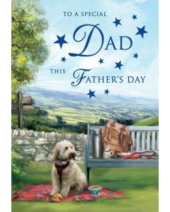 Father's Day Card To A Special Dad. Dog Design. 23x15cm