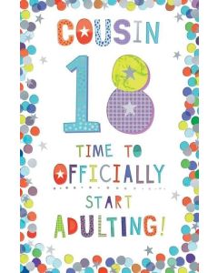 Cousin 18 Birthday Card. Unisex Design. 18th Birthday. 23x15cm