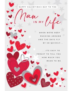 Happy Valentine's Day. Man In My Life Card. 9x6 Inches (23x15cm)