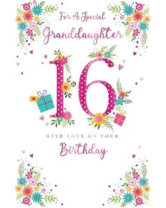 Granddaughter 16th Birthday Card. 23x15cm