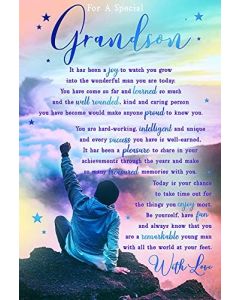 Grandson Birthday Card. Sentimental Words. 23x15cm