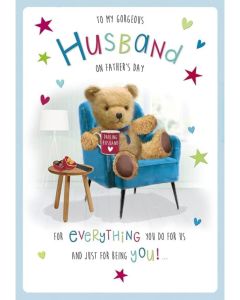 To My Gorgeous Husband On Father's Day Card. 23x15cm (9x6 Inches)