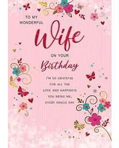 To My Wonderful Wife On Your Birthday Card 23x15cm