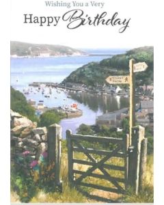 Male Open Birthday Card. Costal Scene Birthday. 19x13cm