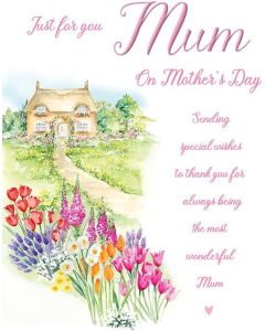 Mother's Day Card. Just For You Mum. 23x15cm (9x6 Inches)