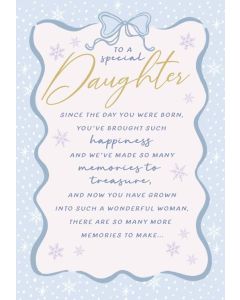 Daughter Christmas Card. Sentimental Verse. 23x15cm