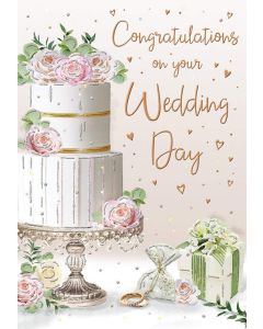 Congratulations On Your Wedding Day Card. 23x15cm (9x6 Inches)