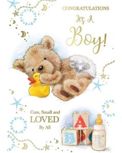 Birth Of Baby Boy Card 19x13cm