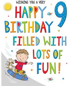 Age 9 Birthday Card For Boy. 8x6 Inches (19x13cm)