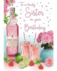 To A Lovely Sister Birthday Card. 23x15cm