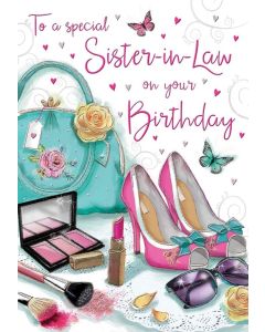 Sister-in-Law Birthday Card. 9x6 Inches