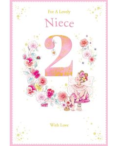 Niece 2nd Birthday Card. Lovely Niece 2. 23x15cm