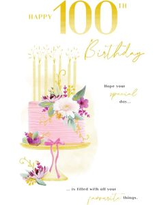 Female 100th Birthday Card. 23x15cm