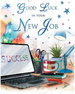 Good Luck In Your New Job Card. 8x6 Inches (19x13cm)