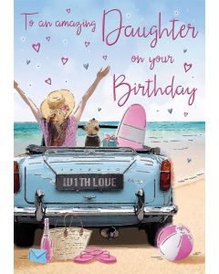 Daughter Birthday Card. With Love. 23x15cm