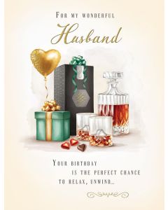 Husband Birthday Card Elegant Design. 19x13cm