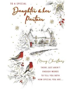 Daughter and Her Partner Christmas Card. 23x15cm (9x6 Inches)