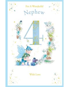 Nephew 4th Birthday Card. 23x15 cm