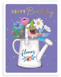 Birthday Card For Female. Watering Can Design, 19x13cm