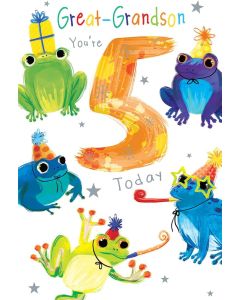 Great Grandson Age 5 Birthday Card. 23x15cm