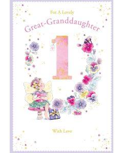 Great Granddaughter 1st Birthday Card. Age 1. 23x15cm