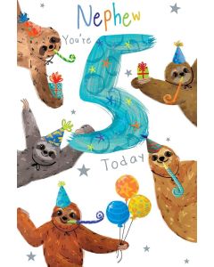 Nephew 5tg Birthday Card. Age 5. 23x15cm