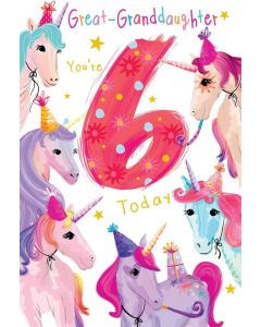 Great Granddaughter Age6 Birthday Card. 23x15cm