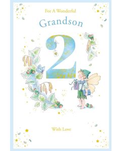 Grandson Age 2 Birthday Card. 23x15cm