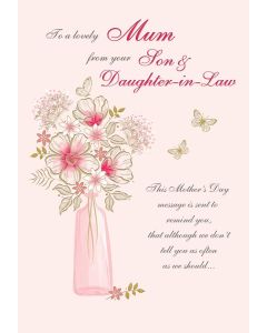 Mum From Son And Daughter-in-Law. Mother's Day Card. 23x15cm (9x6 Inches)