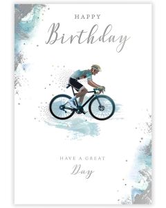 Male Birthday Card. Sporty Bike Cycling Design. 19x13cm