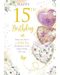 15th Birthday Card For Girl. 19x13cm
