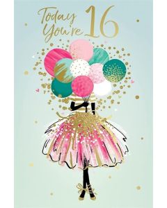 Age 16 Birthday Card For Girl. 16th Birthday. 23x15cm
