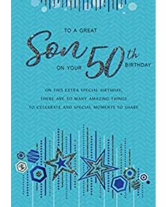 Age 50 Birthday Card For Son. 23x15cm (9x6 Inches)