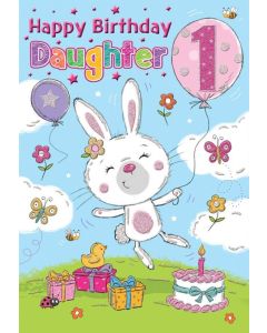 Birthday Card Age 1 Daughter - 9 x 6 inches (23x15cm)