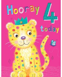 Age 4 Girls Birthday Card. 4th Birthday. 19x13cm