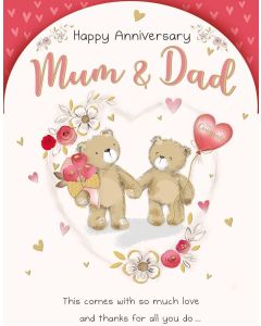 Mum and Dad Anniversary Card. 23xx15cm (9x6 Inches)