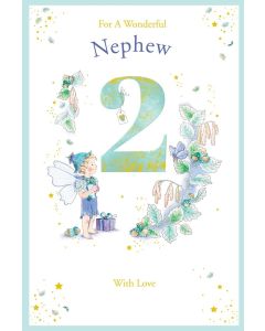 Nephew 2nd Birthday Card. Age 2. 23x15cm