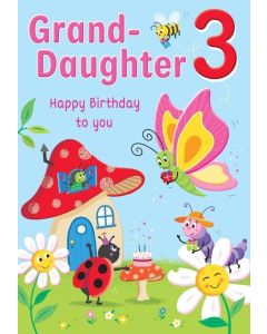 Age 3 Granddaughter Birthday Card. 23x15cm