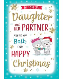 To  A Special Daughter and Her Partner At Christmas Card. 23x15cm (9x6 Inches)