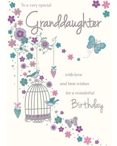 To A Very Special Granddaughter Birthday Card. 23x15cm (9x6 Inches)