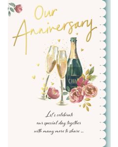 Our Anniversary Card. Lets Celebrate. 23x15cm