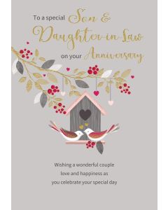 Son and Daughter-in-Law On Your Anniversary Card. 23x15cm