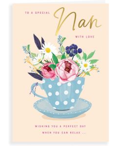 Nan Birthday Card. Floral Design. 23x15cm