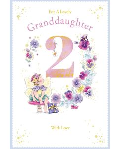 Granddaughter Age 2 Birthday Card. 23x15cm