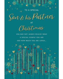 Son and Partner Christmas Card. 23x15cm (9x6 Inches)