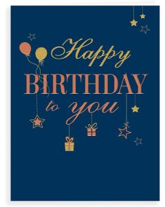 Male Happy Birthday Card. Classic Black Design. 23x15cm
