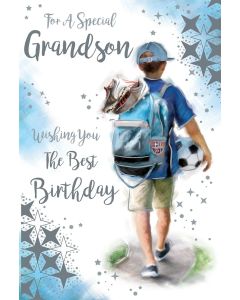 For A Special Grandson Birthday Card. 23x15cm